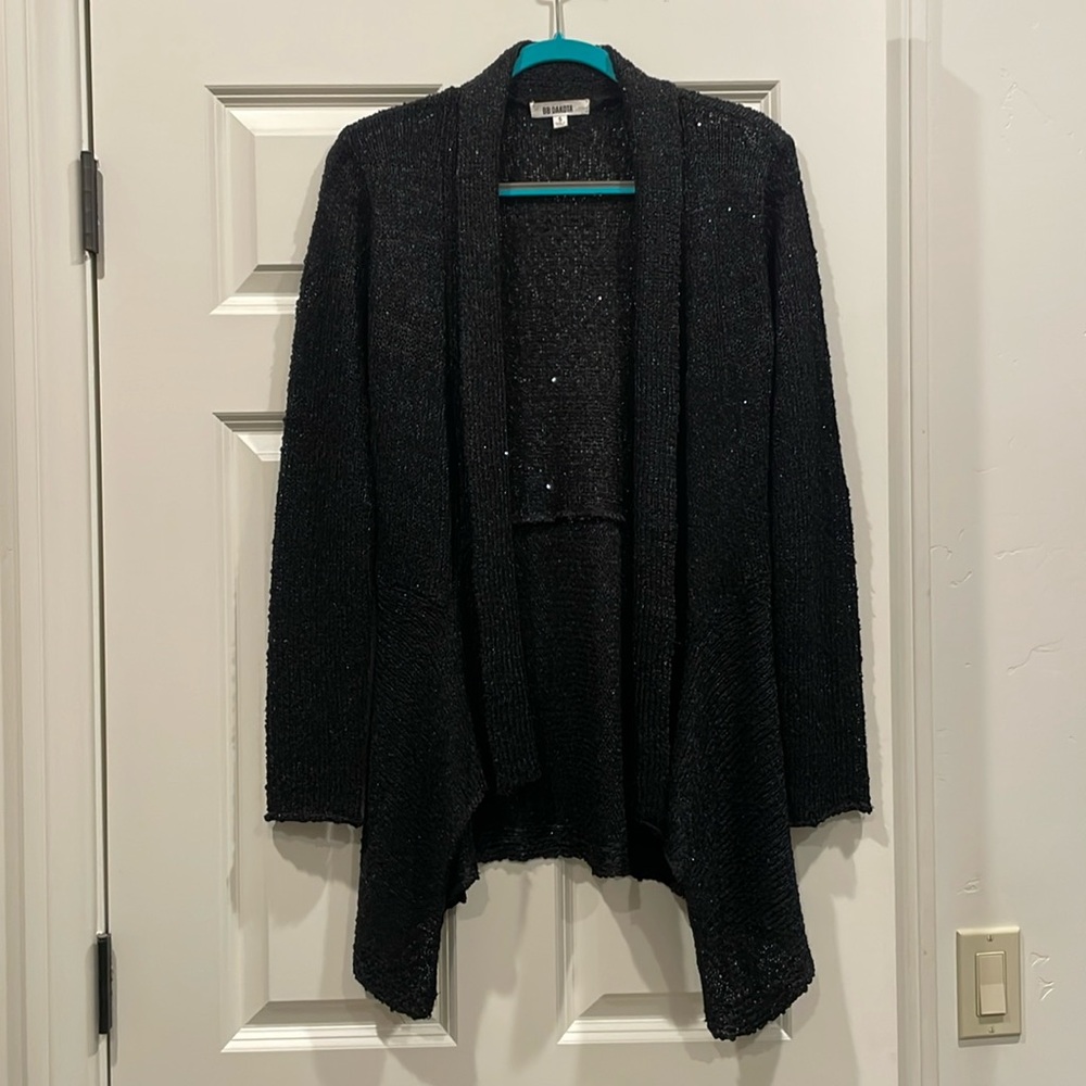 BB Dakota Sequin Black Draped Cardigan